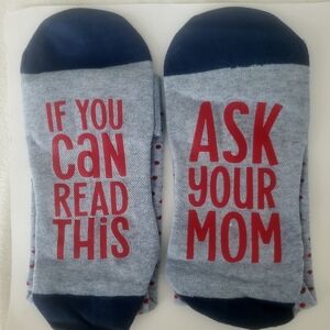 Ask DAD NOVELTY SOCKS - Red and Blue